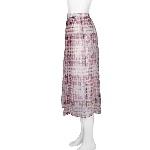 Burberry Cardington Silk Plaid Pleated Midi Skirt Military Red NWT 8 - Picture 4 of 7